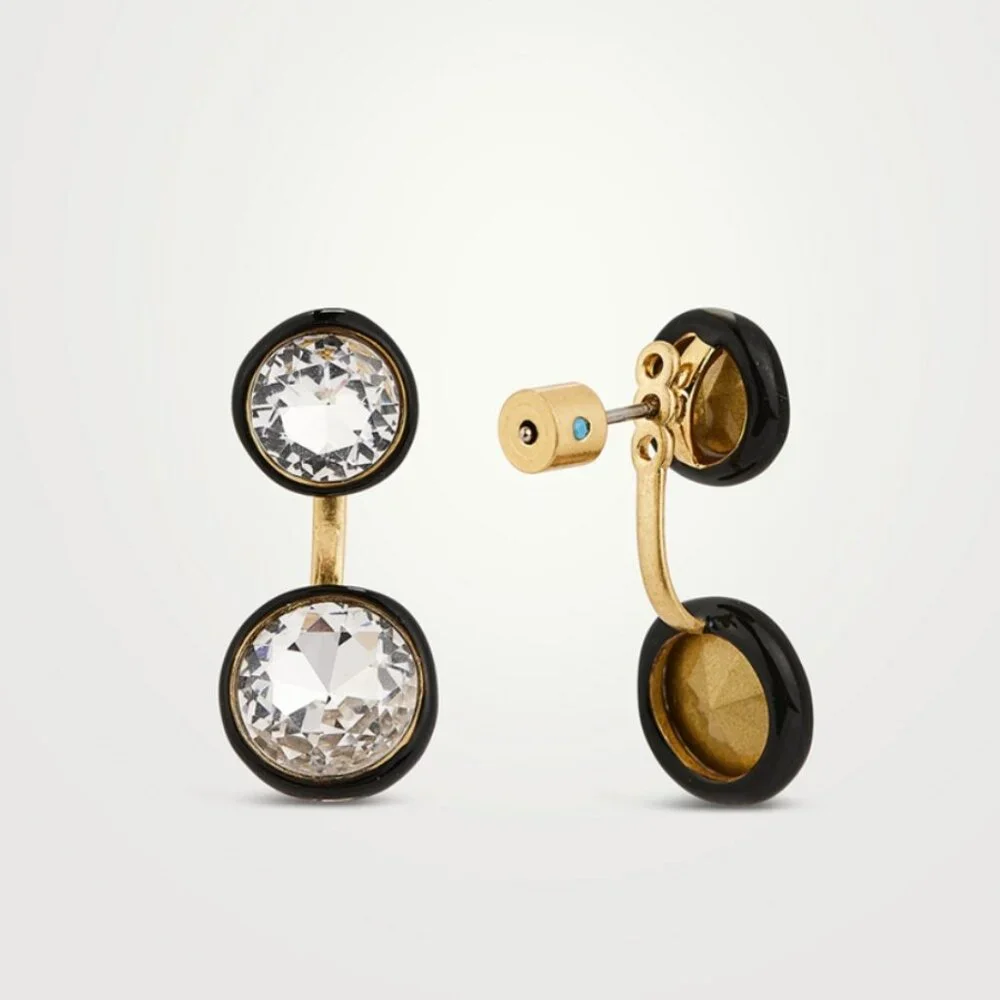 Roxanne Assoulin Enameled Bezel Double Stone Floating Earrings_2